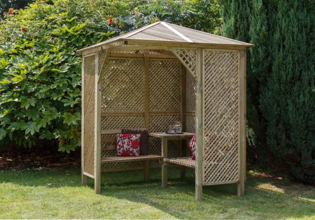 Corner sales arbour bench
